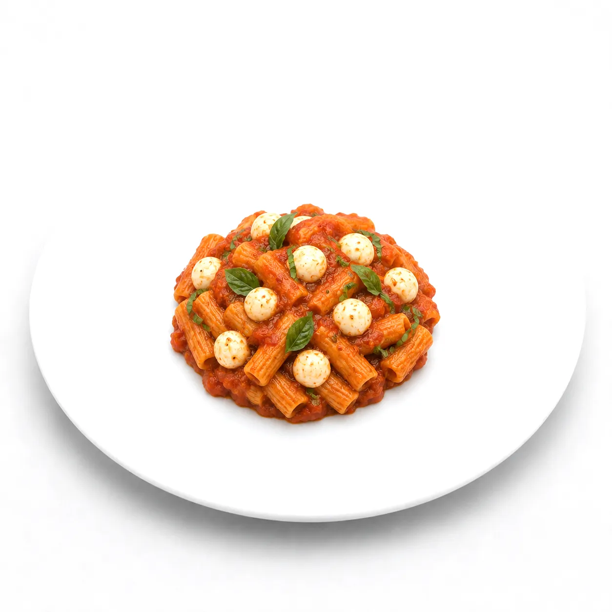 Pasta mit Tomatensoße und Mozzarella Bällchen