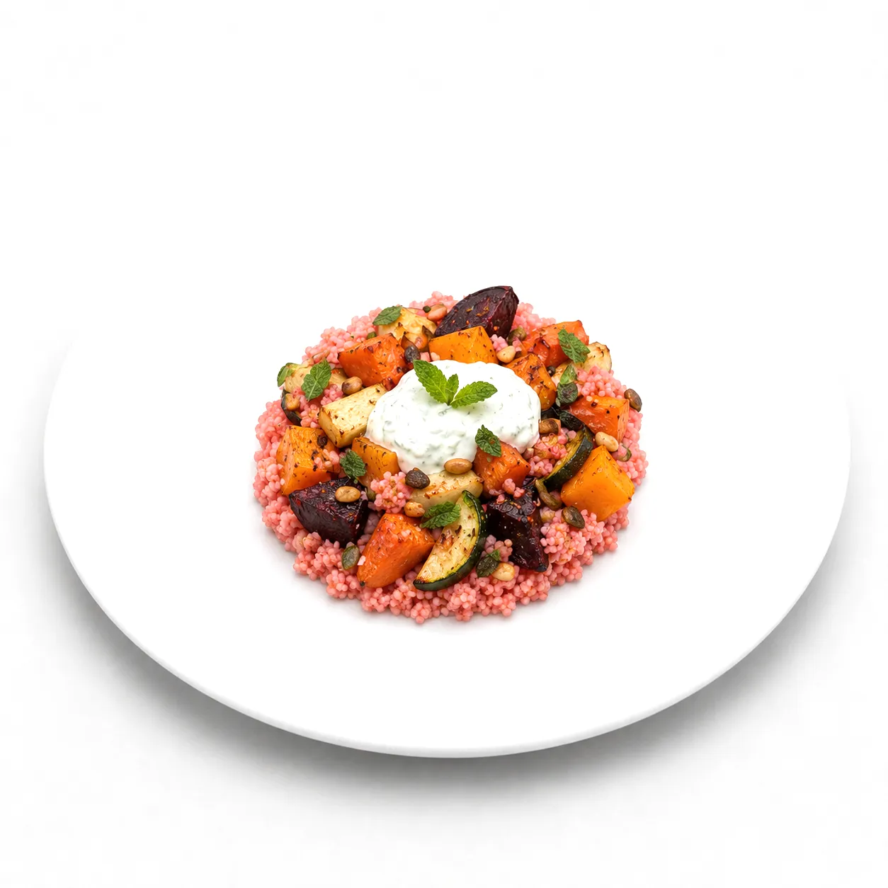 Pink Couscous mit Herbst-Gemüse