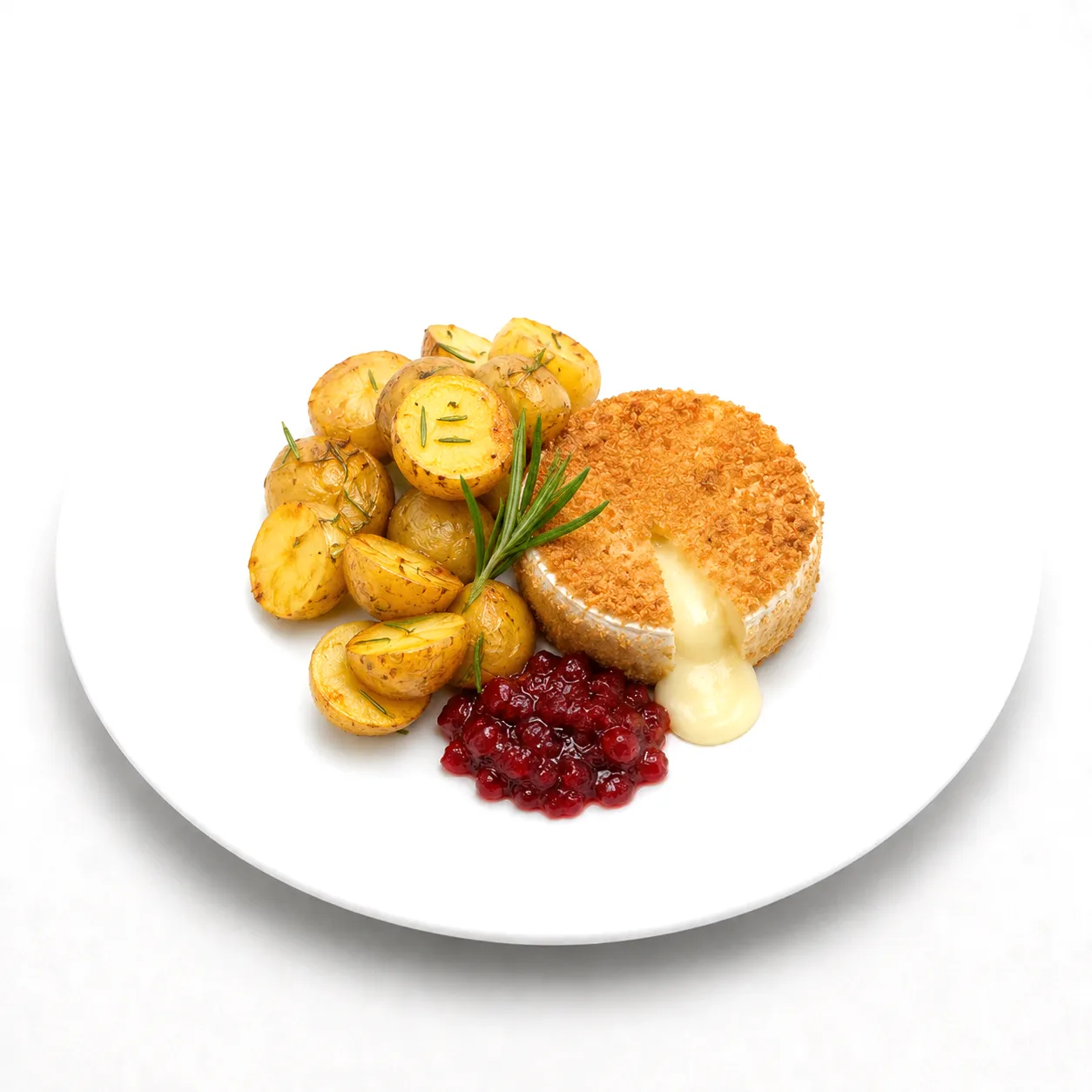 Rosmarinkartoffeln mit Backcamembert und Preiselbeeren