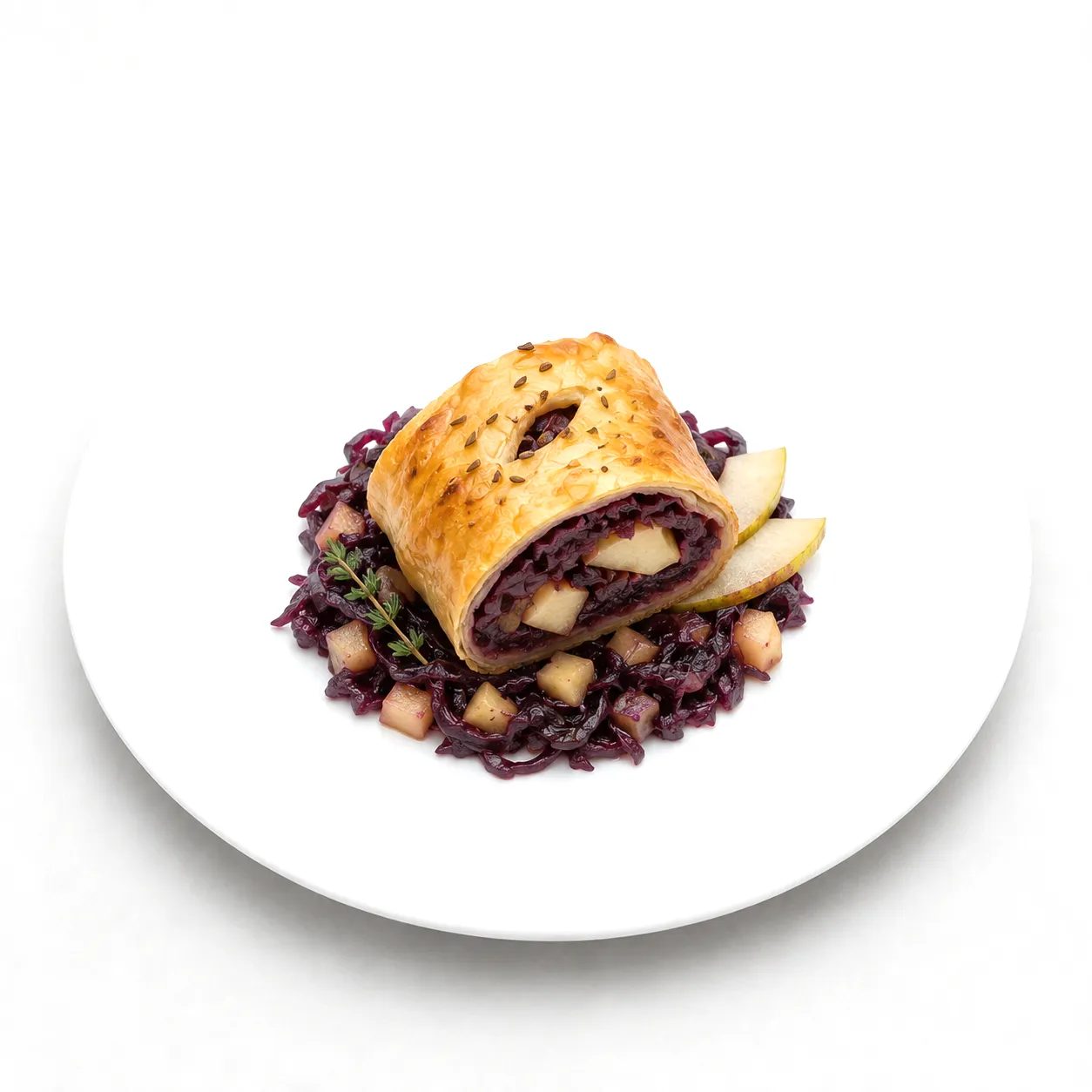 Rotkraut-Birne-Strudel